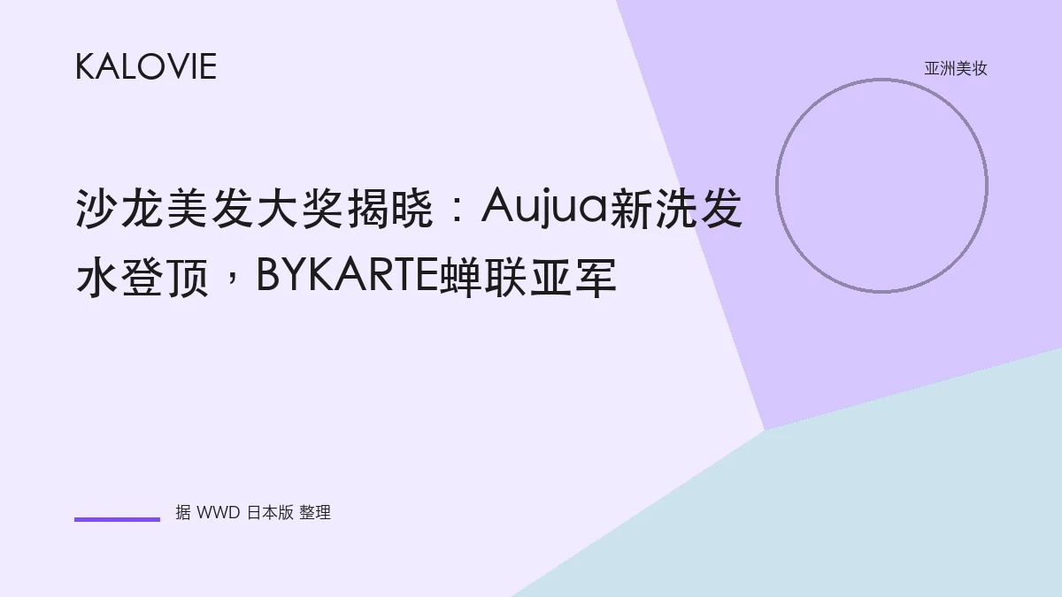 沙龙美发大奖揭晓：Aujua新洗发水登顶，BYKARTE蝉联亚军