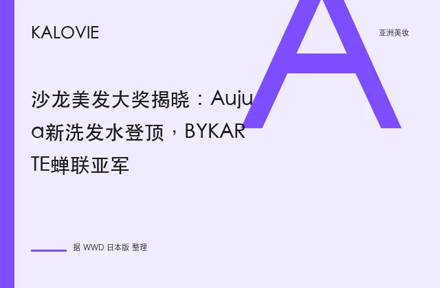 沙龙美发大奖揭晓：Aujua新洗发水登顶，BYKARTE蝉联亚军